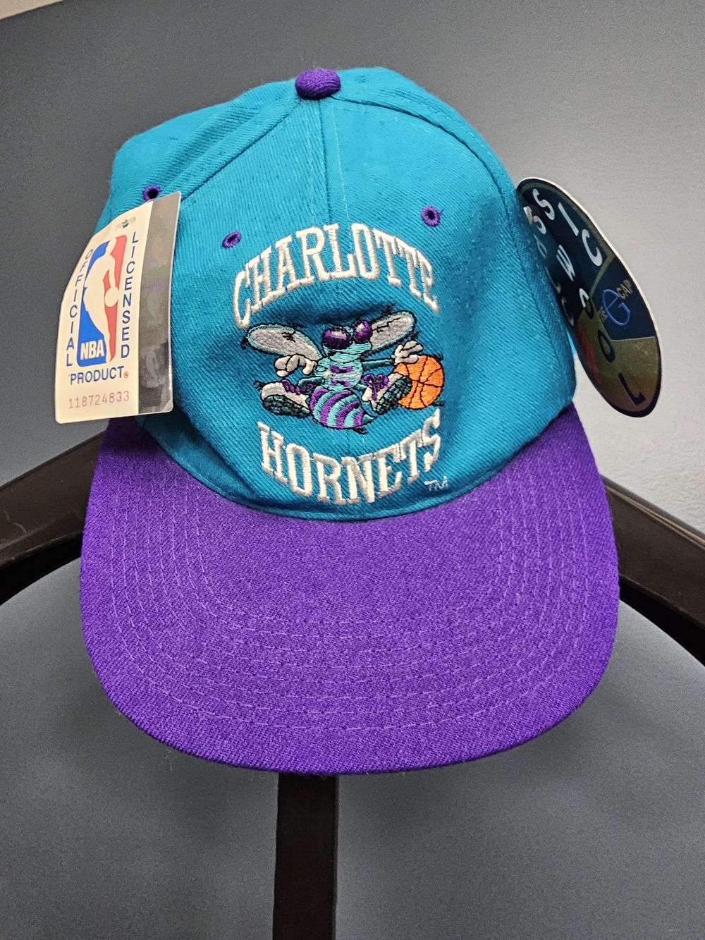 NWT 90'S Wool NBA Charlotte Hornets Teal and Purple Vintage Snapback Hat